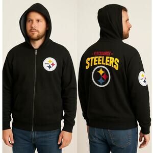 Vintage Pittsburgh Steelers Insulated Full Zip Hoodie - Men's Large